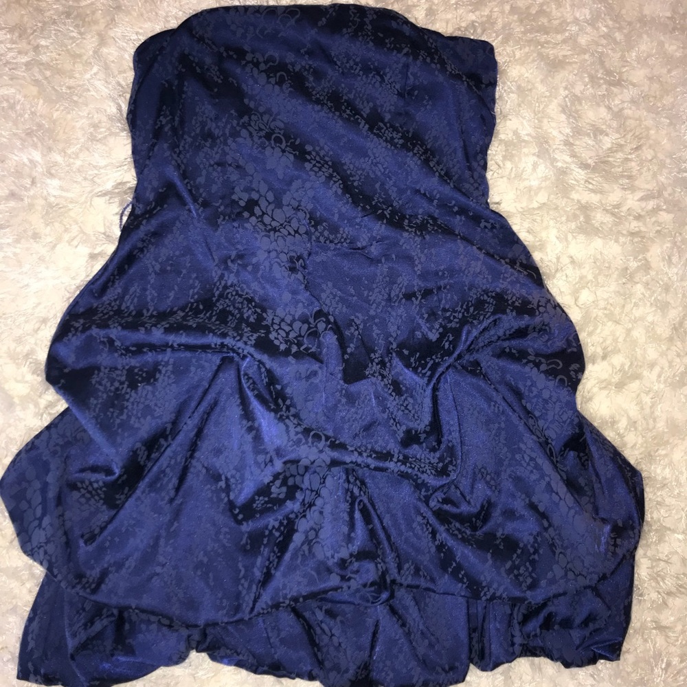 Strapless Blue Floral Print Dress